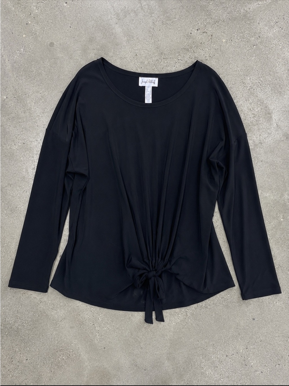 Joseph Ribkoff Black Tie Front Blouse Size 18 Long Sleeve Stretch Top 223030